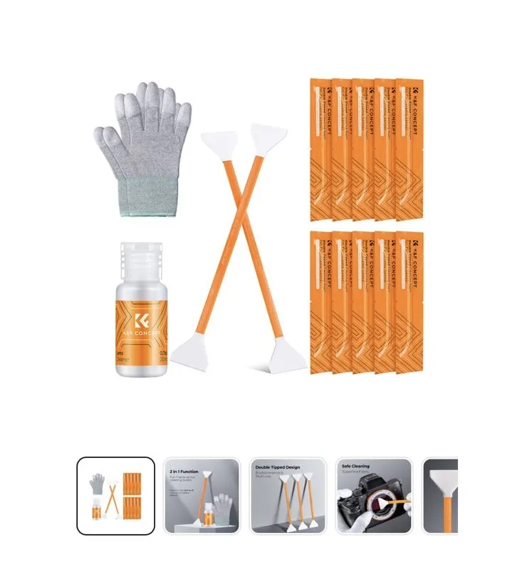 K&F Concept Cleaning Kit with Swabs, Liquid and Gloves - SKU.1961 Cleaner Size - Fullframe